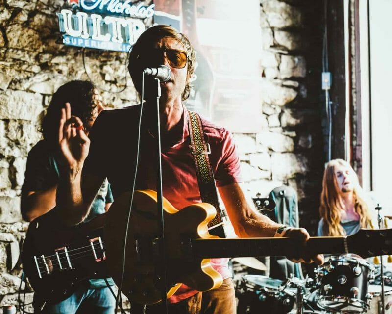 band performing in a club