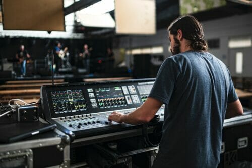 audio engineer recording in a studio