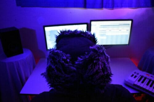 music producer at computer