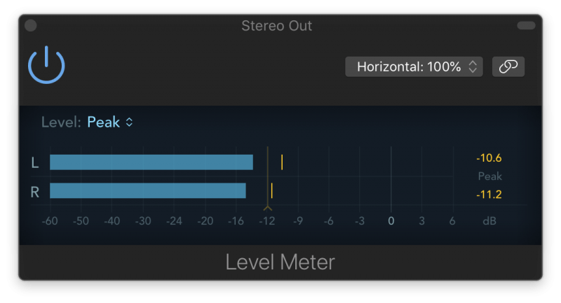 logic pro x peak meter
