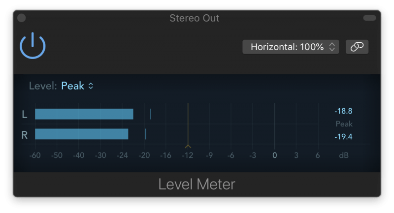 peak meter sitting at about -19dB