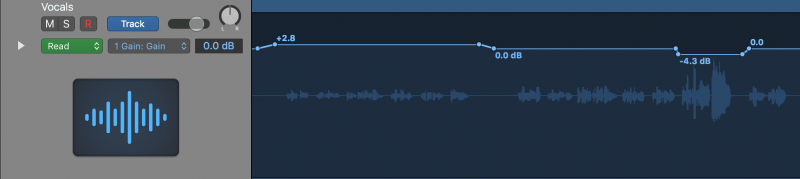 gain automation on a vocal track
